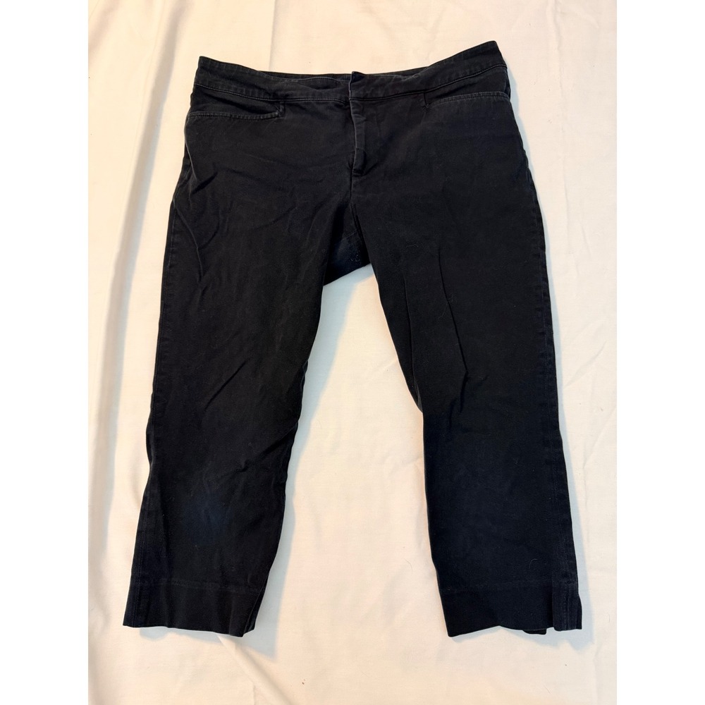 Chaps Womens Black Cropped Pants Size 8 Mid Rise Stretch Casual Trousers